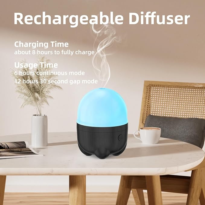 SEEDSEEL 150ML Cordless Essential Oil Diffuser, Rechargeable Battery Powered - Image 2