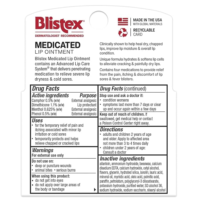 Blistex Medicated Lip Ointment, 0.21 Ounce Tube, Relieves Cold Sores & Helps - Image 2