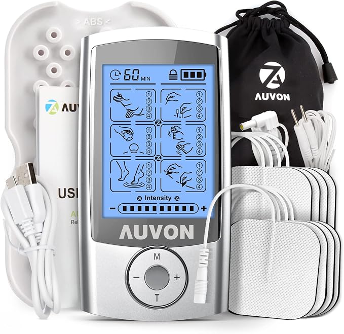 AUVON Rechargeable TENS Unit Muscle Stimulator, 24 Modes 4th Gen TENS Machine by AUVON