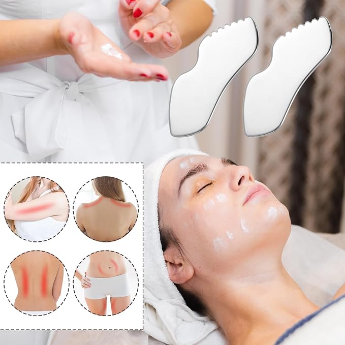 Guasha Tool for Face, Stainless Steel Metal Gua Sha Facial Tools for Body - Image 3