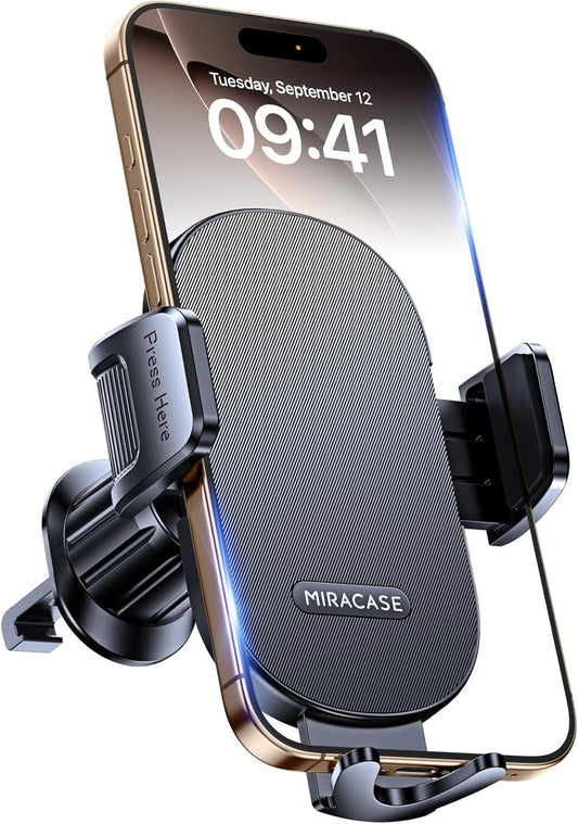 Miracase Phone Holders for Your Car with Metal Hook Clip, Air Vent Cell Phone Stand Car Mount, Universal Automobile Cradle Fit for iPhone Android and All Smartphones, Dark Grey
