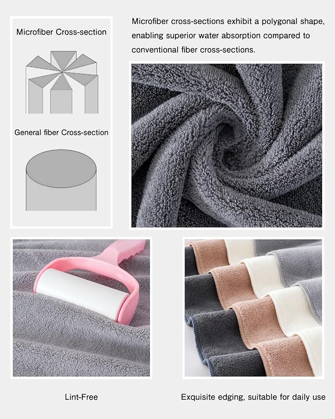 sakano Family Sized 8 Piece Towel Bundle, 4 Bath Towels and 4 Hand Towels - Image 3