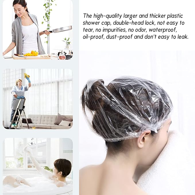 YIZIJIZI 30PCS Disposable Shower Caps, Large Thick Clear Waterproof Shower Cap - Image 8