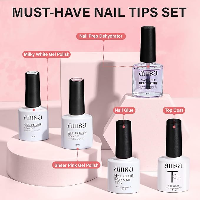 AILLSA Gel Nail Tips Kit Short Square Nail Tips 240pcs - Image 2