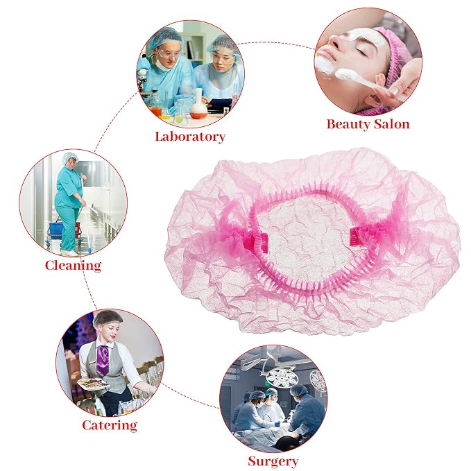 Geyoga 200 Pcs Disposable Nonwoven Bouffant Caps 21 Inch Hair Net Elastic Cap - Image 5