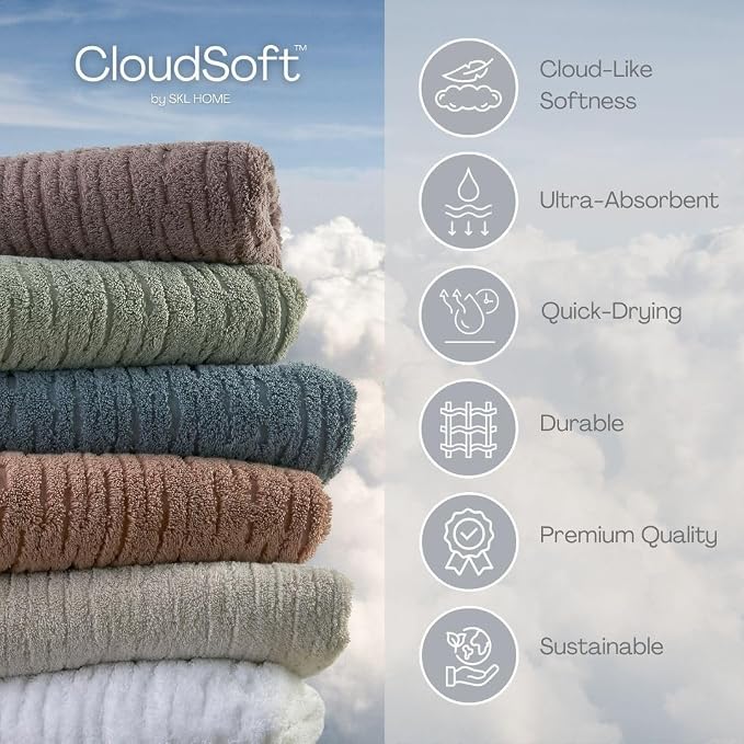 SKL Home CloudSoft Cotton Luxury 4-Piece Washcloth Set, Soft Plum - Image 3