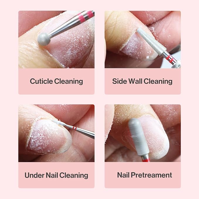 MelodySusie 2mm Flame Shape Cuticle Clean Nail Drill Bit 3/32'', Professional - Image 8