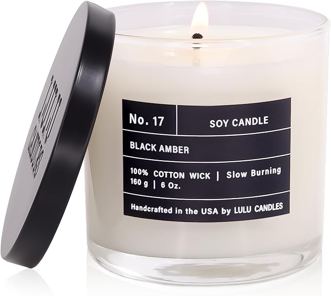 Lulu Candles | Black Amber | Luxury Scented Soy Jar Candle | Hand Poured in The by LULUCANDLES