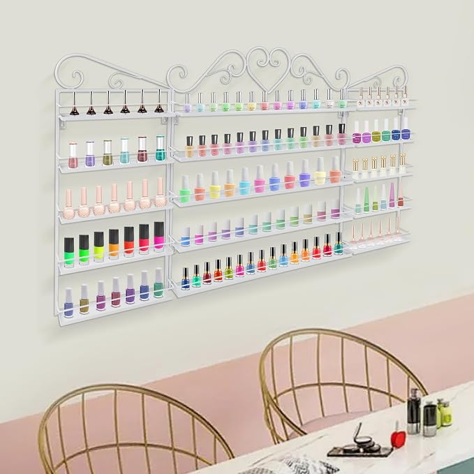 5 Tiers Wall-Mounted Nail Polish Storage Racks Metal Nail Polish Holder - Image 5