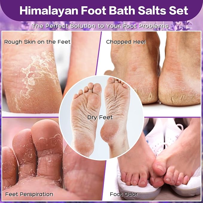 Foot Soak 6 Himalayan Foot Bath Salt Set Orange Lavender Aloe Ocean Blue - Image 5