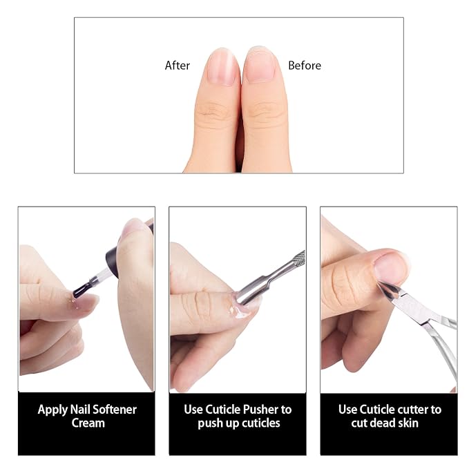 Ejiubas Cuticle Pusher Cuticle Nipper Stainless Steel Cuticle Trimmer Cuticle - Image 6