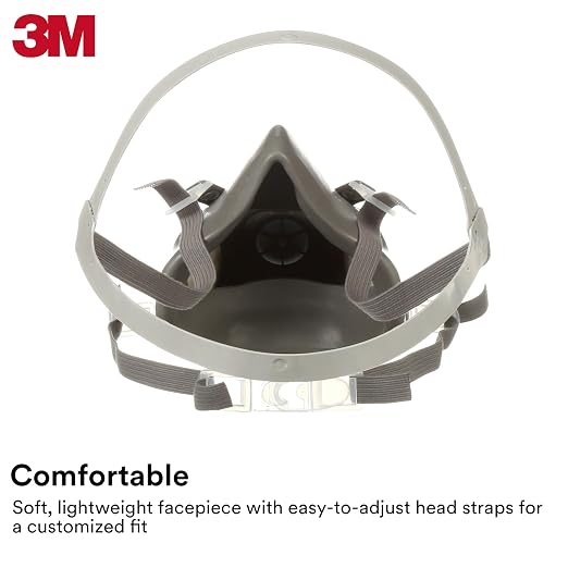 3M Half Facepiece Reusable Respirator 6100, Four-Point Harness, Comfortable Fit - Image 3