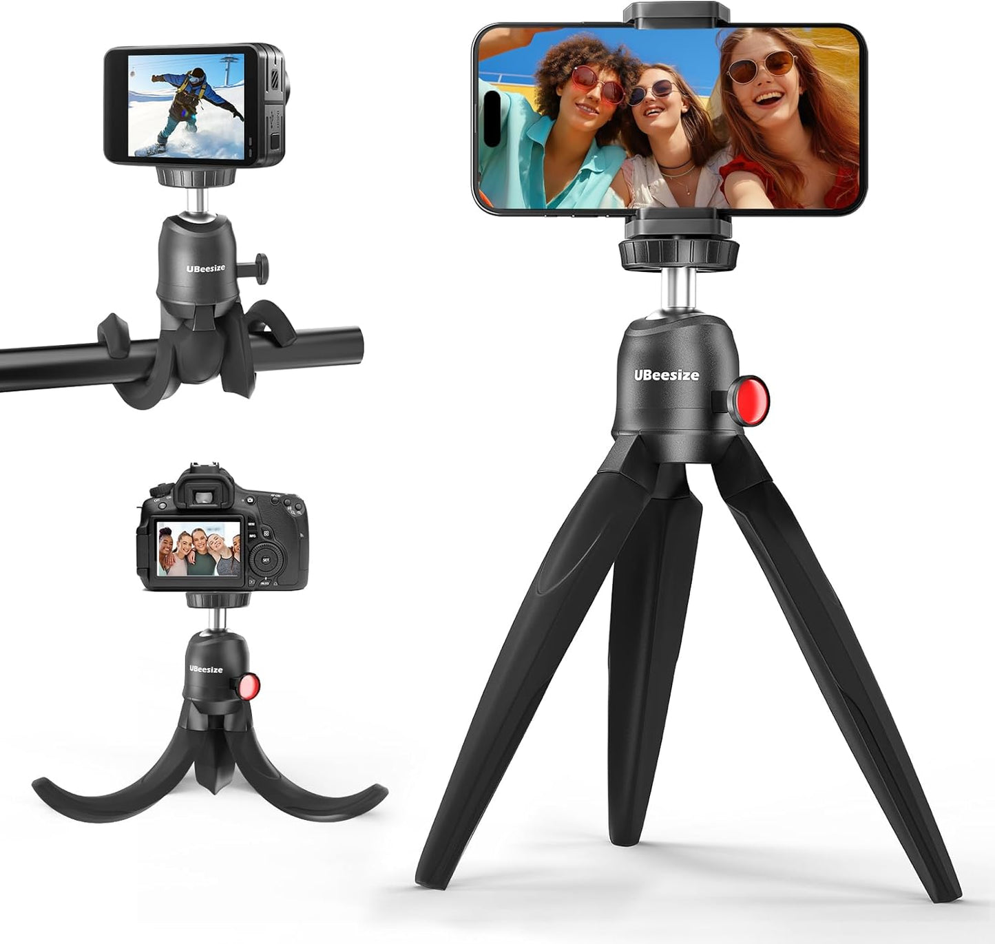 UBeesize Flexible Tripod for iPhone and Samsung with Remote and Phone Holder, Ideal for Video Recording, Vlogging, and Selfies, Compatible with Canon and Sony Cameras