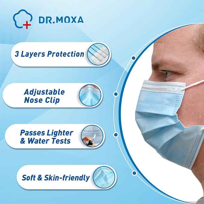 100 Pack Disposable Face Masks ASTM Level 2, Medical Grade 3 Ply Protection - Image 4