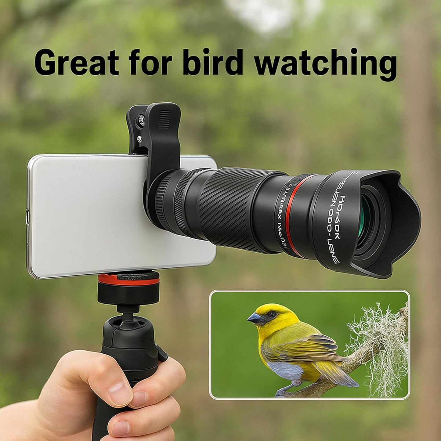 40X Telephoto Lens with Tripod for iPhone Android Phones, 2-in-1 Mobile Phone Camera Lens Kit with Universal Clip, HD Magnifier for Smartphone Photography - Compatible with All Smartphones