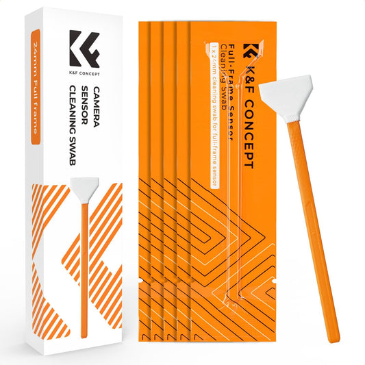K&F CONCEPT 6 Pack Full-Frame Sensors Cleaning Swabs, DSLR SLR Digital Camera Dry CCD CMOS Clean Swabs Compatible with Nikon Sony Canon DSLR Camera Sensor, 24mm x 20mm