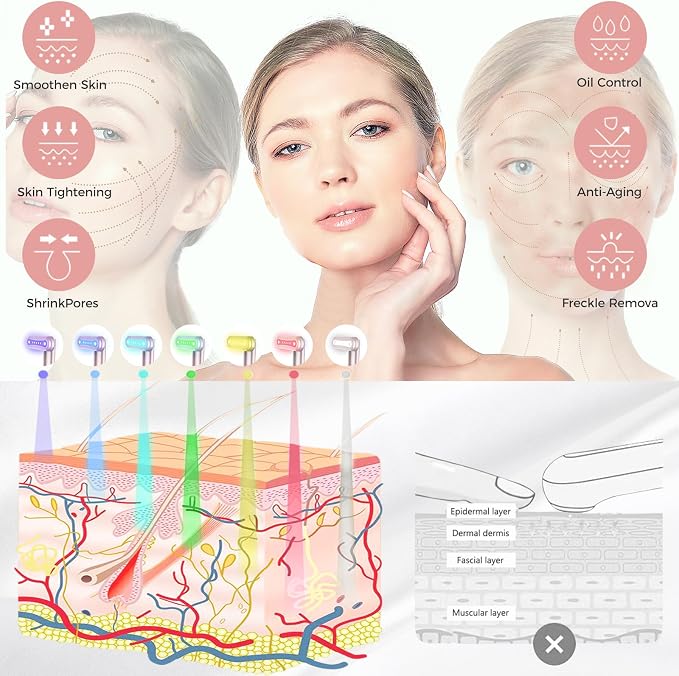 Red-Light-Therapy，Led Facial Light Therapy 7 Colors Eye Beauty Wand Face - Image 8