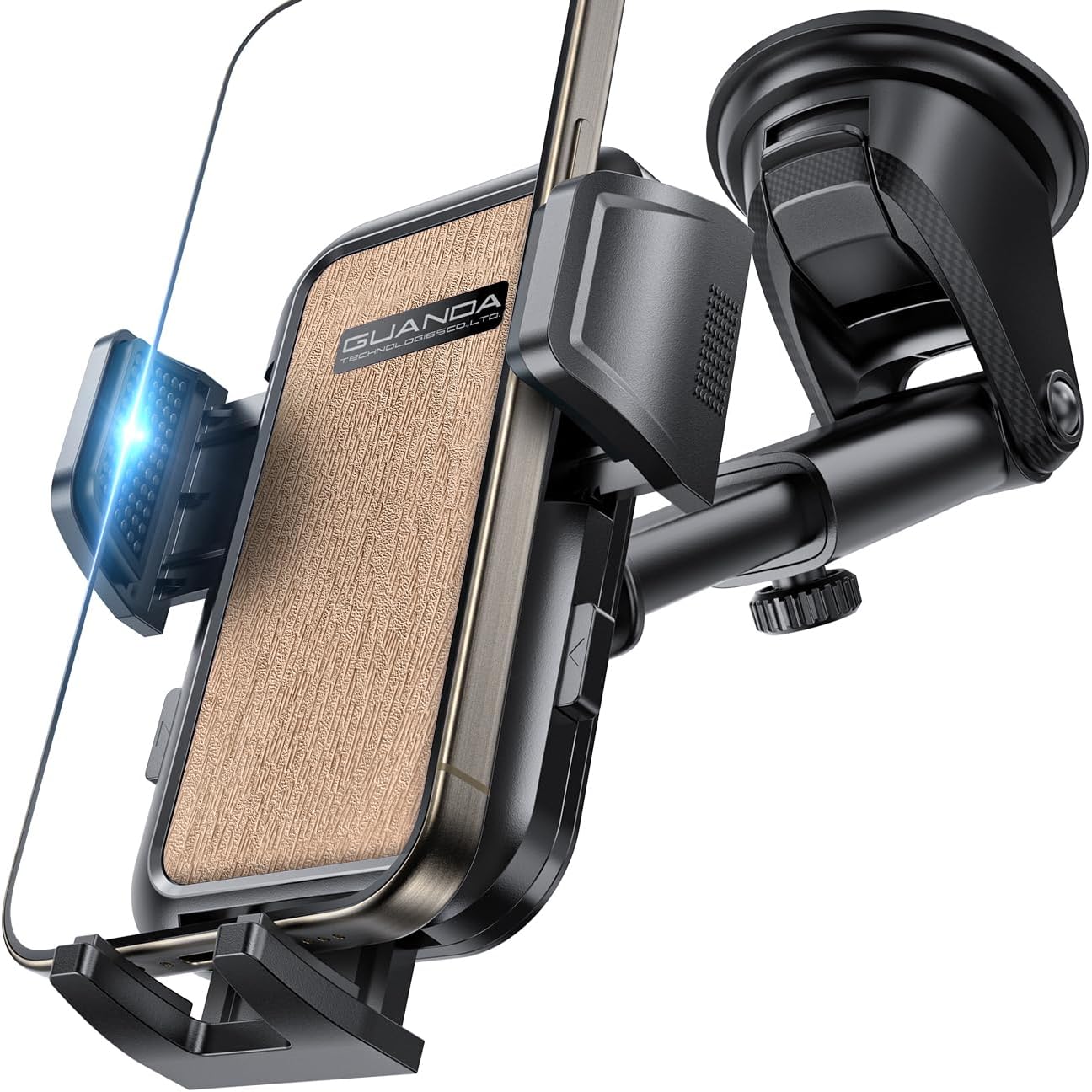 [2025 New] Dashboard Phone Holders for Your Car [Military Grade Stable] Phone Holders for Your Car, Non-Slip Silicone Carbon Fiber Car Phone Mount, Rotatable Suction Cup for All Phone, Gold