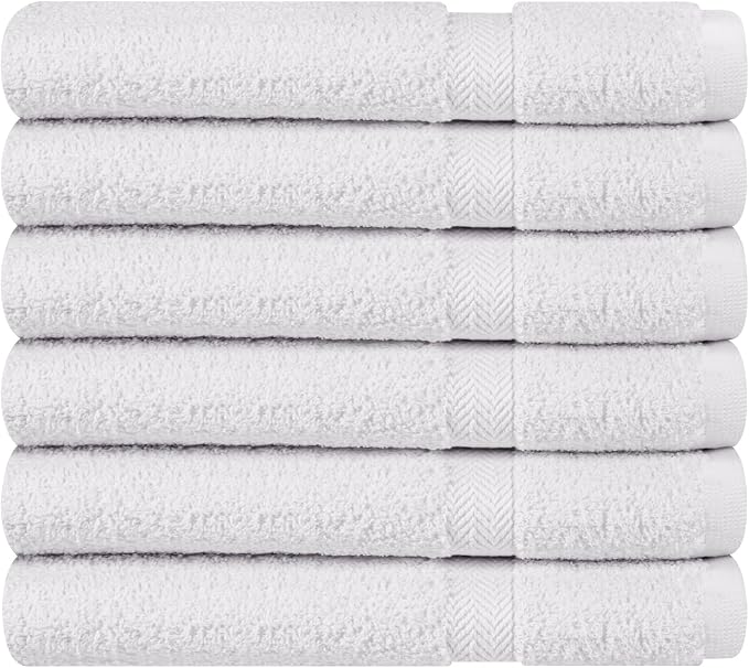 Towel and Linen Mart 100% Cotton White 6 Pack Medium Bath Towel Set, Quick Dry - Image 4