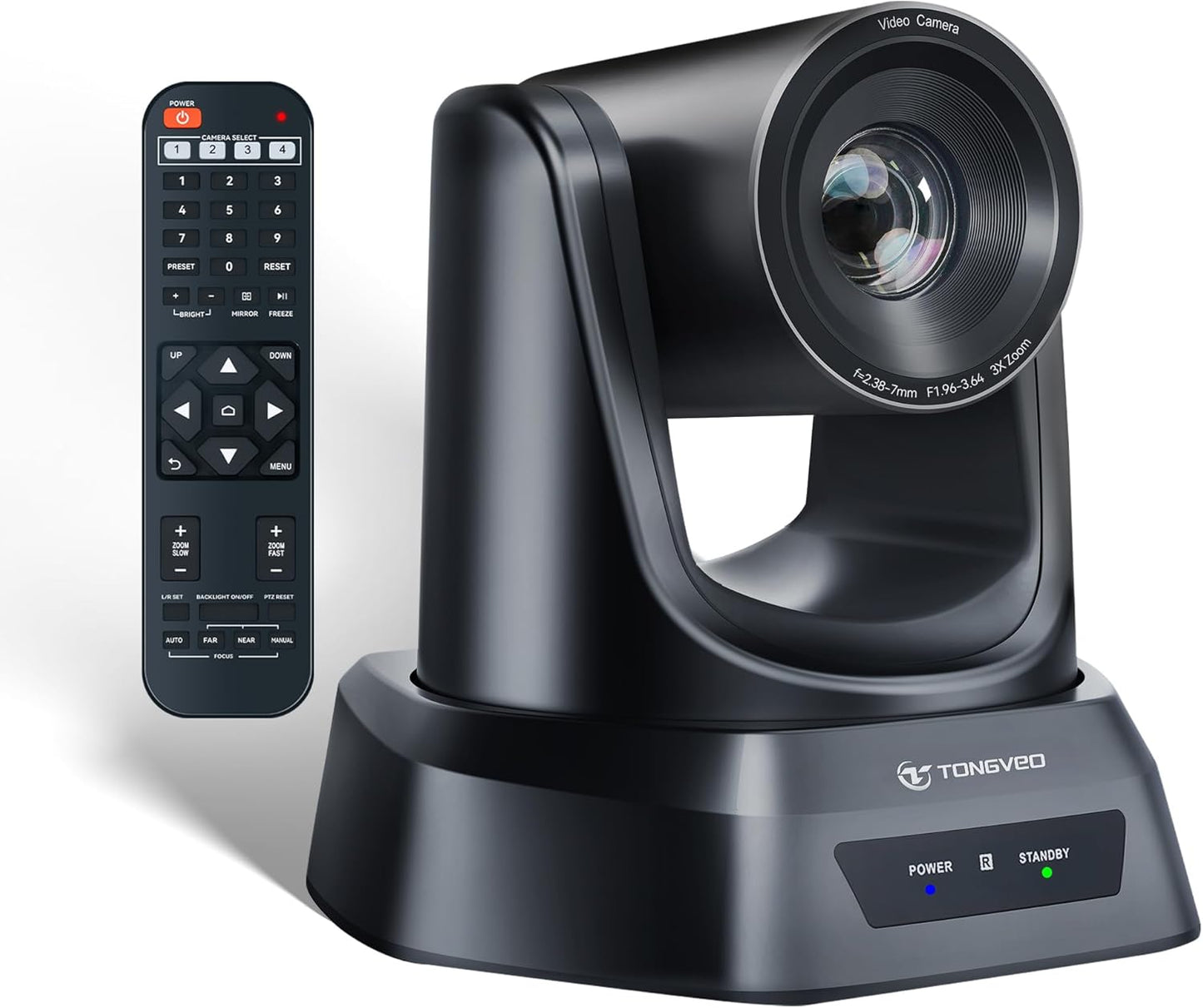 TONGVEO 3X Optical Zoom PTZ Camera HDMI USB 3.0 1080P 60fps 114-Degree Wide-Angle for Video Conference Business Meeting Live Streaming Online Learn with Zoom YouTube Teams OBS and More