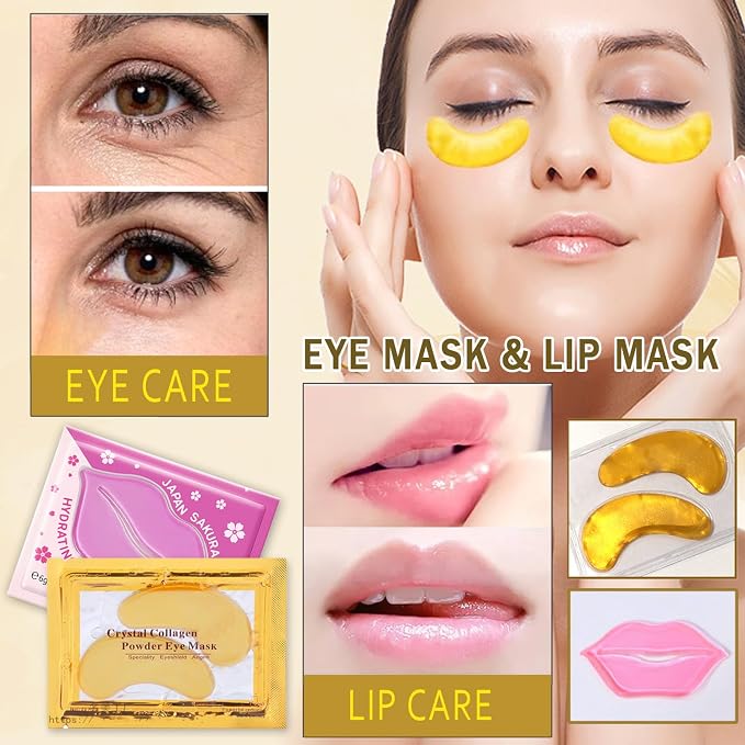 30 Pairs 24K Gold Eye Masks & Lip Masks, Under Eye Patches - Image 2
