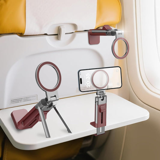 Airplane Phone Holder Mount,360° Adjustable Hands-Free Mount,Flying Desk Home Long Flight Must Haves Accessories,for iPhone 16 15 14 Pro Max