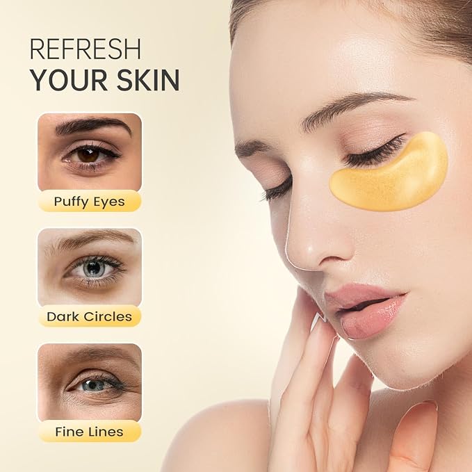 REDANHA 20 Pairs 24K Gold Under Eye Patches Face Masks Dark Circles Puffy Eye - Image 5