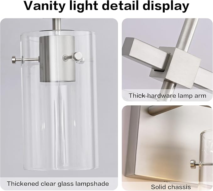 SOLFART 2 Light Wall Scone Vintage Vanity Light Fixtures Brushed Nickel Wall - Image 7