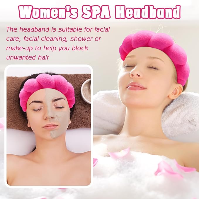 Zkptops Spa Headband for Washing Face Wristband Set Sponge Makeup Skincare - Image 3