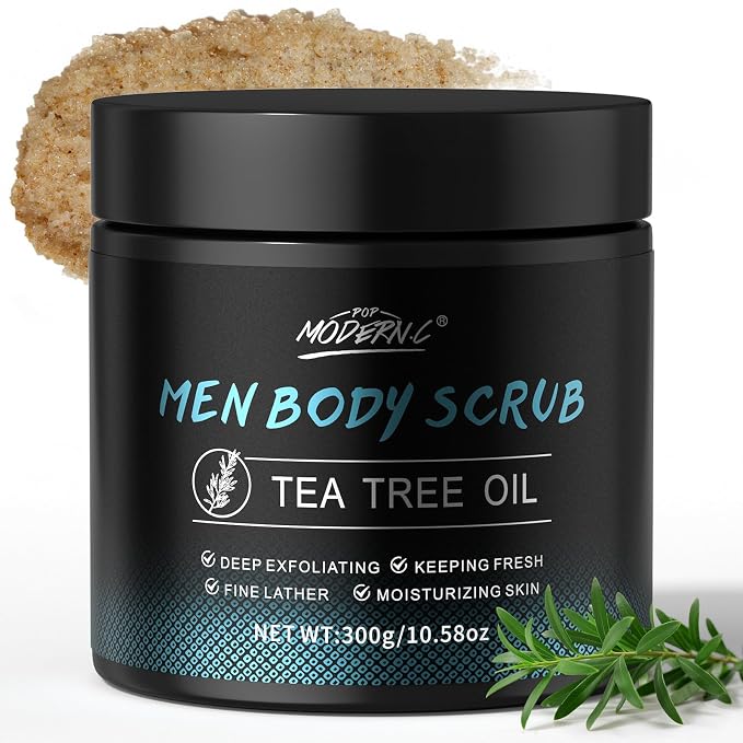 Men Body Scrub with Tea Tree Oil Exfoliating Body Scrub by POPMODERNC