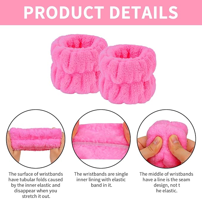 6Pcs Spa Headband and Wrist Washband Set, Skincare Makeup Headband, Sponge Face - Image 7