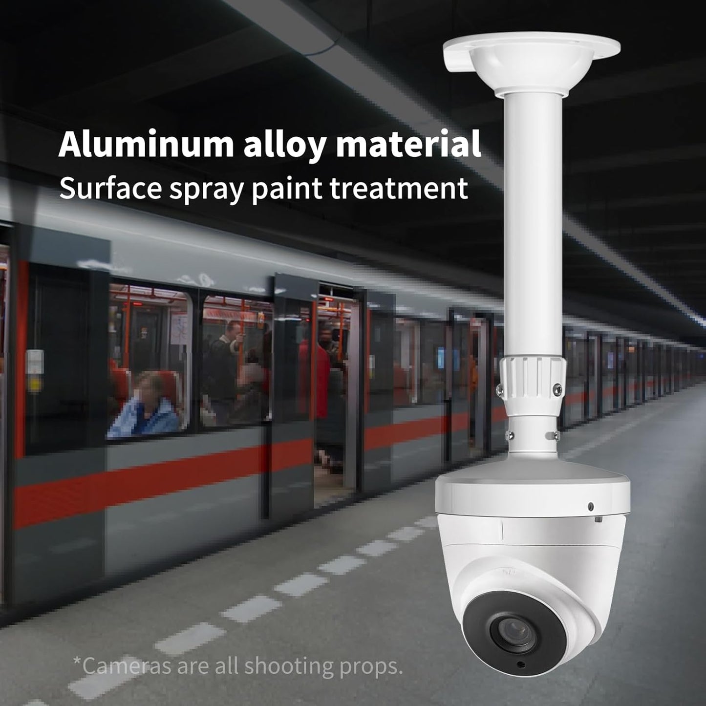 ZT-NET Extendable Pole Mount for Security Surveillance Cameras, Ceiling/Wall Mounting Bracket for Bullet Camera,Solid Metal (11.8-23.6 inch)