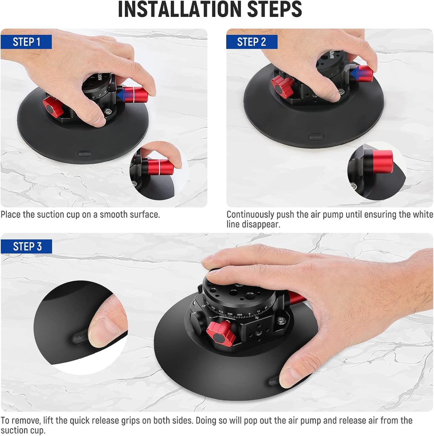 NEEWER 6" Suction Cup Camera Mount Compatible with GoPro, Metal Car Windshield Dash Ball Head Magic Arm with Action Cam Adapter Cleaning Cloth for DSLR Phone Holder, for POV Video Recording, CA013