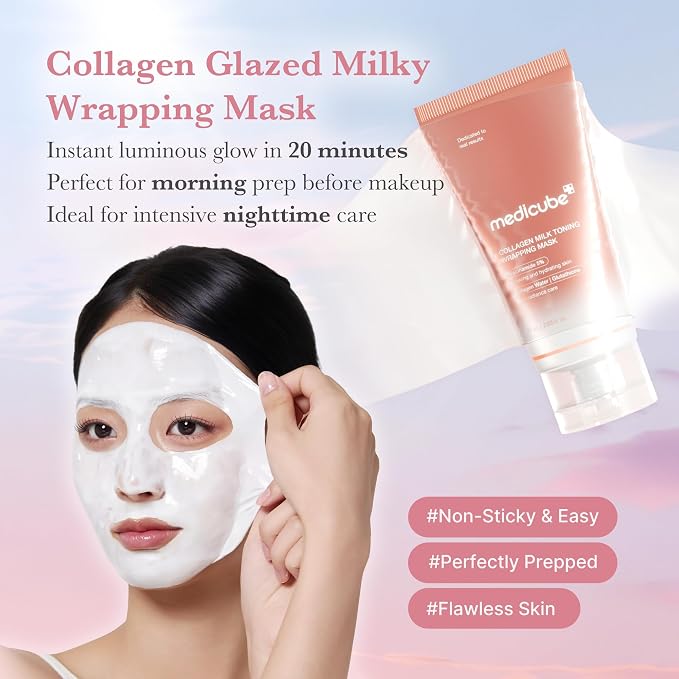 medicube Wrapping Mask Collagen Glazed Milky Glow Daytime Peel Off Mask | Quick - Image 3