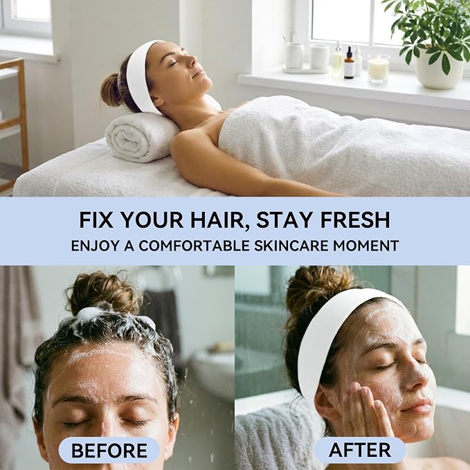 Disposable Headbands for Spa & Facials – 48pcs White Disposable Spa Headbands - Image 4