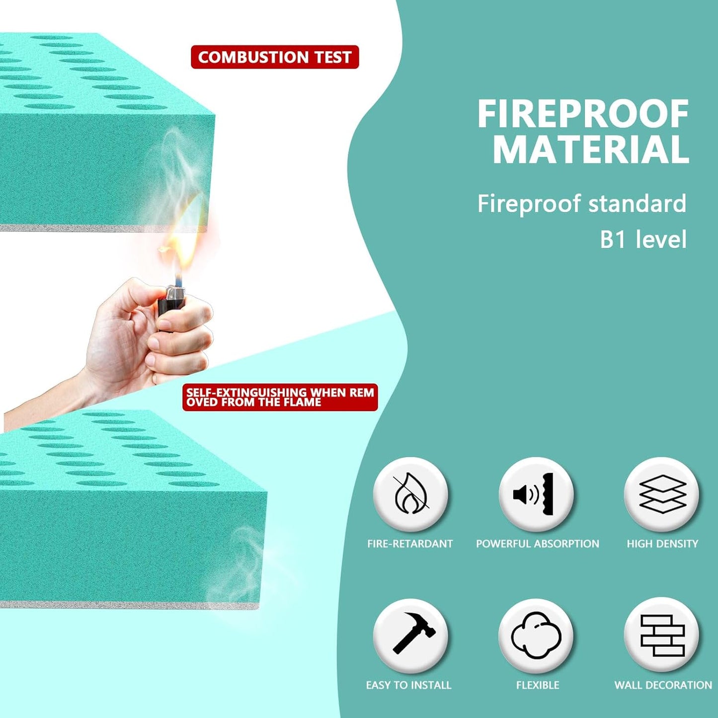 Sound proof foam panels for walls, let your life be free from noise disturbances, and fully enjoy the quiet and pleasant moments.(FW-L 12" × 12" × 1", Pack of 24)