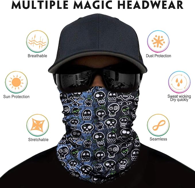 Venswell Neck Gaiter Face Mask Men Women, Seamless Bandana Rave Face Cover - Image 2