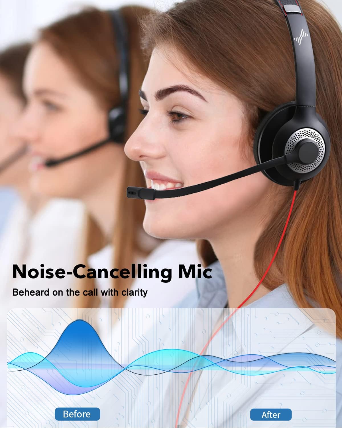 USB Headset with Microphone for PC, On-Ear Computer Laptop Headphones with Noise Cancelling Mic in-line Control for Home Office Online Class Zoom (Type C+3.5mm, Black)