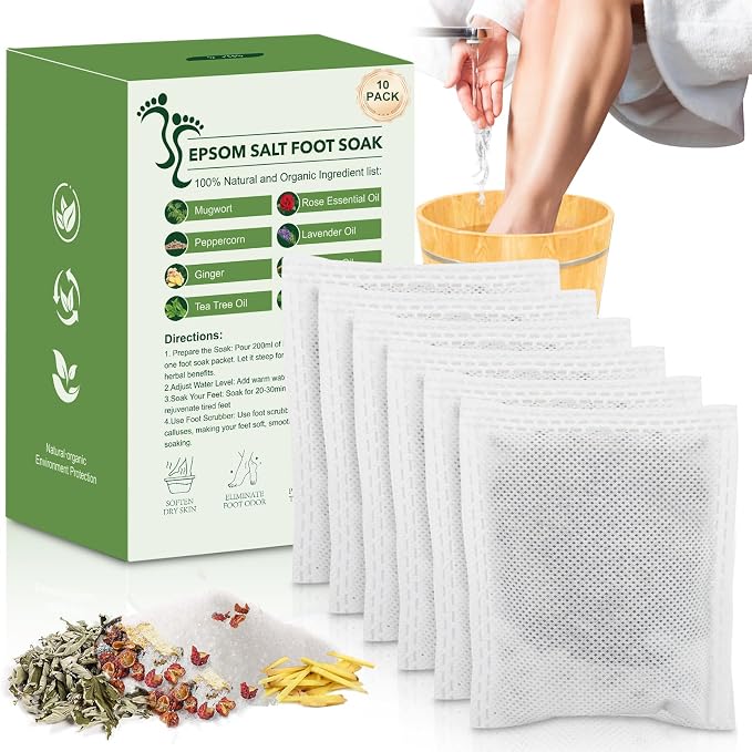 Epsom Salt Foot Soak, Dead Sea Salt Spa Pedicure Care Softens Thick Calluses & by MR.A
