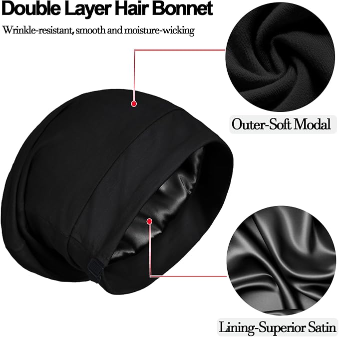 Satin Bonnet for Sleeping Night Cap, Adjustable Satin Lined Silk Bonnets Sleep - Image 6