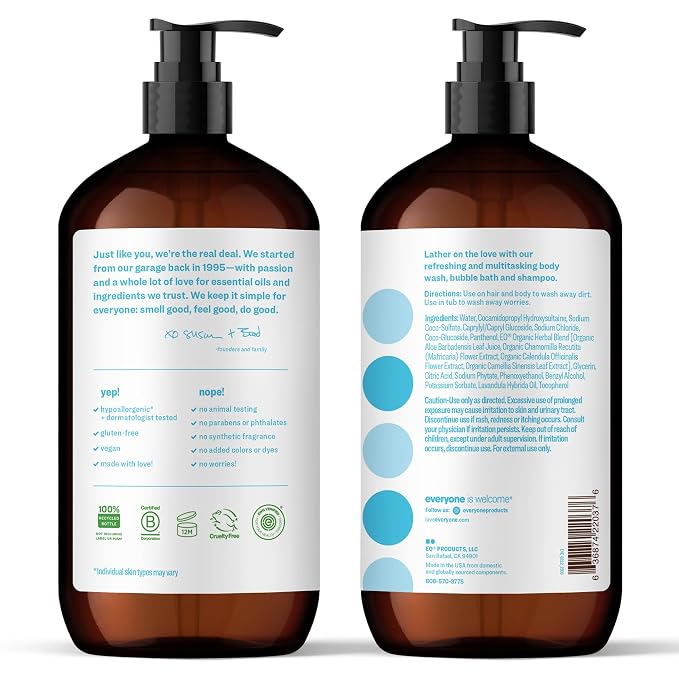 Everyone 3-in-1 Soap, Body Wash, Bubble Bath, 32 Ounce, made - Image 2