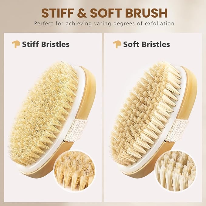 POPCHOSE Dry Brushing Body Brush, Natural Bristle Dry Skin Exfoliating Brush - Image 4