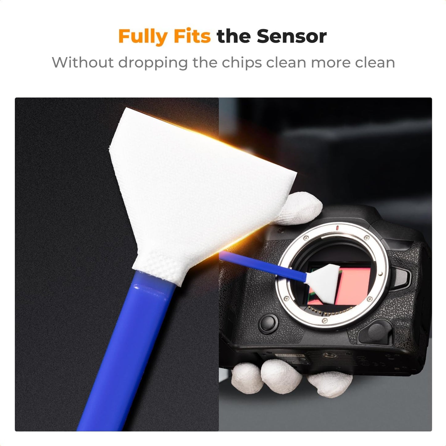 K&F CONCEPT 16mm APS-C Sensor Cleaning Swab*10 + 20ml Sensor Cleaner, DSLR SLR Digital Camera CMOS and CCD Sensor Cleaning Swab Kits for Nikon Sony Canon Camera Clean
