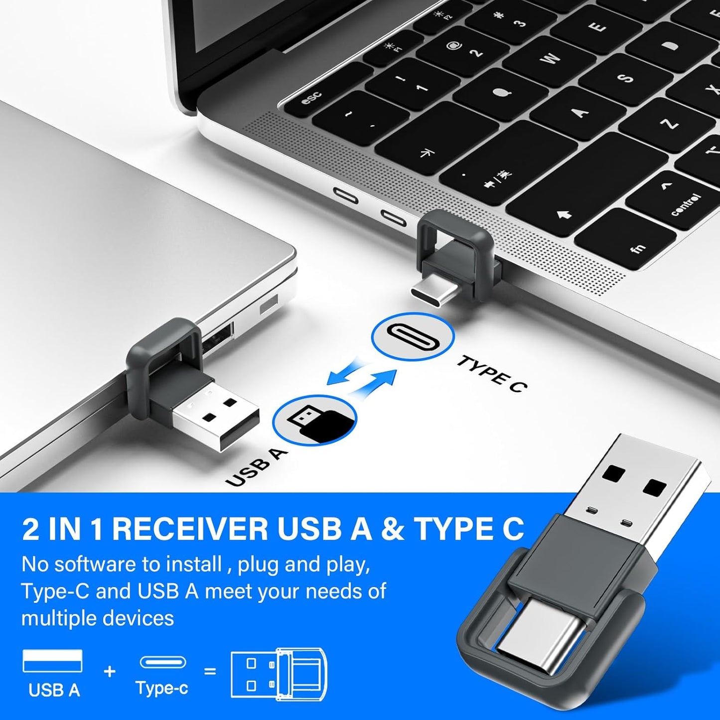 Presentation Clicker with Air Mouse - USB C Wireless Presenter Remote Clicker with Laser Pointer, RF 2.4GHz PowerPoint Clicker for Presentation, Computer Pointer Clicker Slide Advancer for Mac,Laptop