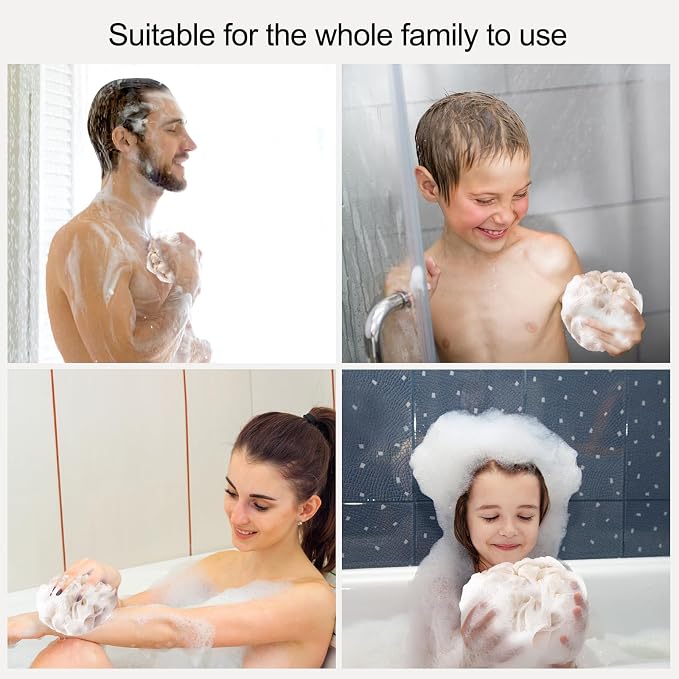 Fishent Bath Loofah Sponge, 3 Pack loofahs Exfoliating Body Scrubber, 60g Soft - Image 3