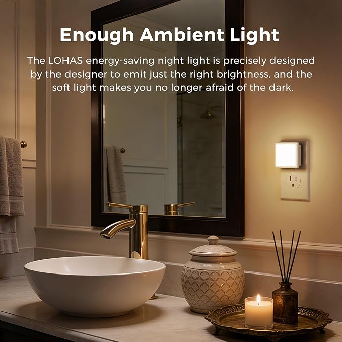 L LOHAS LED 3CCT Night Lights Plug into Wall 2-Pack, 0.3W Plug in Night Light - Image 2