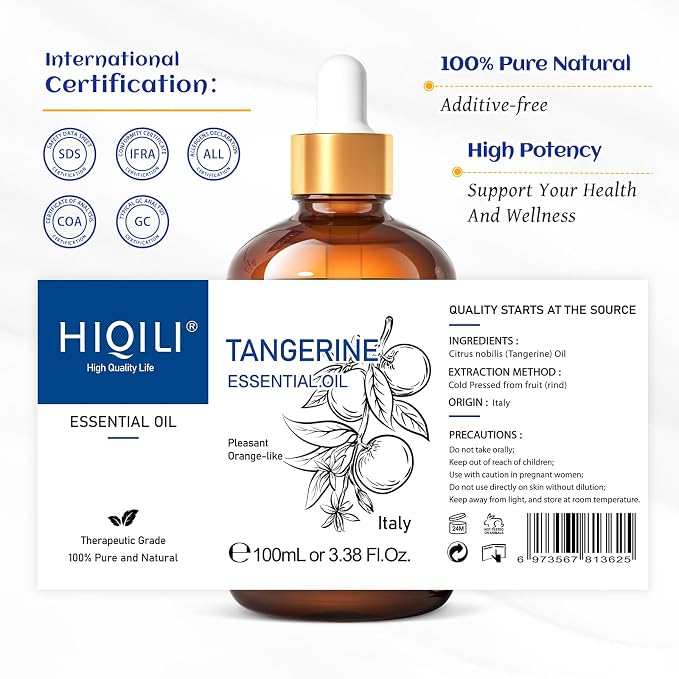 HIQILI 100ML Tangerine Essential Oil, Skin Care, Hair Care, Air Purification - Image 7