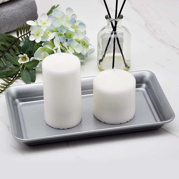 Vintage Farmhouse Decor Metal Vanity Tray, Countertop Guest Hand Towel Storage - Image 3