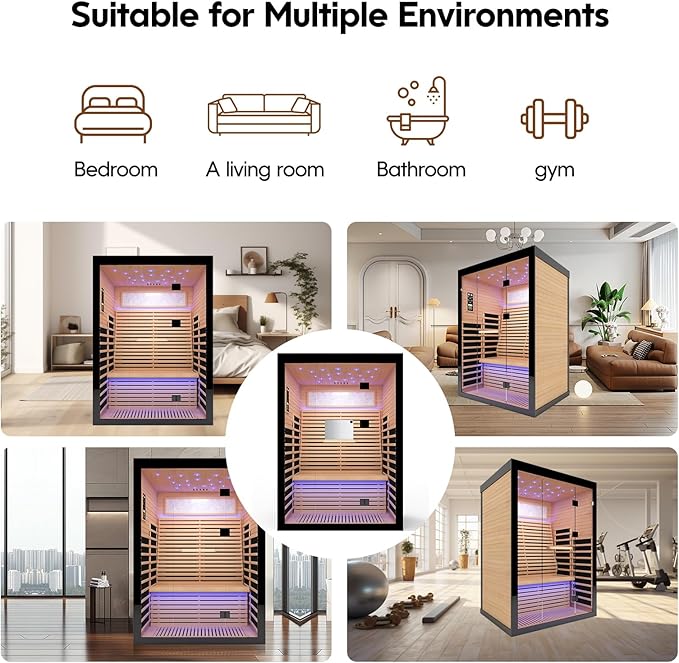 OUTEXER 2 Person Infrared Sauna Room Far Infrared Saunas Home Canadian Hemlock - Image 6