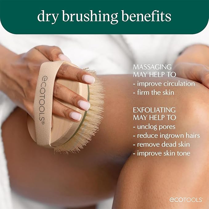EcoTools Dry Body Brush for Circulation, Dead Skin Removal + Blue Delicate - Image 2
